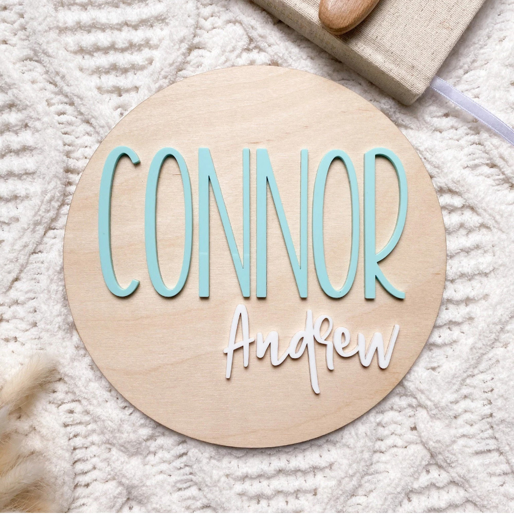 Woodworking Laser - Personalised Birth Announcement Plaque - Wood