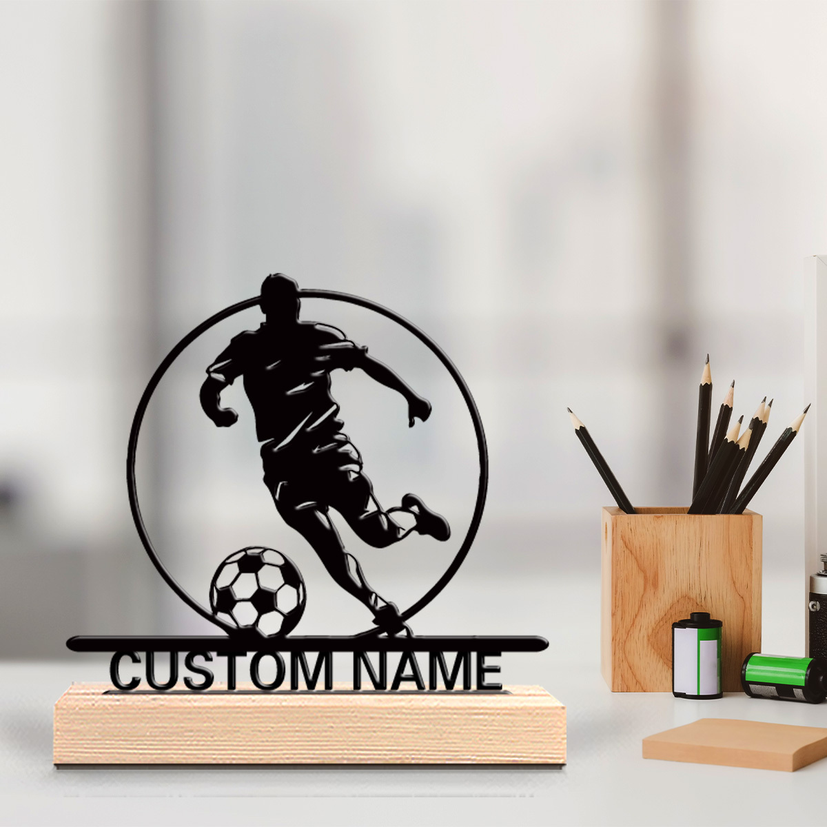 Woodworking Laser - Custom Soccer Player Metal Statue with