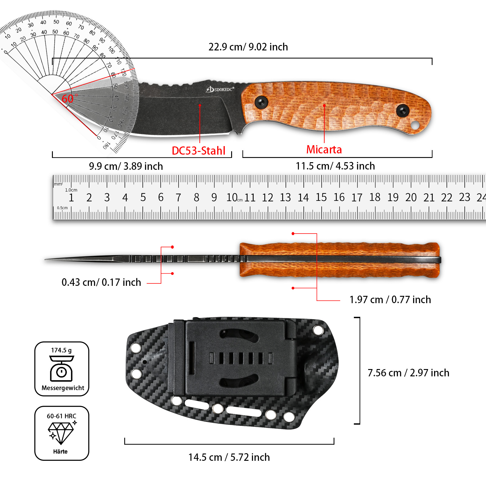 SDOKEDC DC53 Steel Utility Kni - Woodworking Gifts For Men recension och pris
