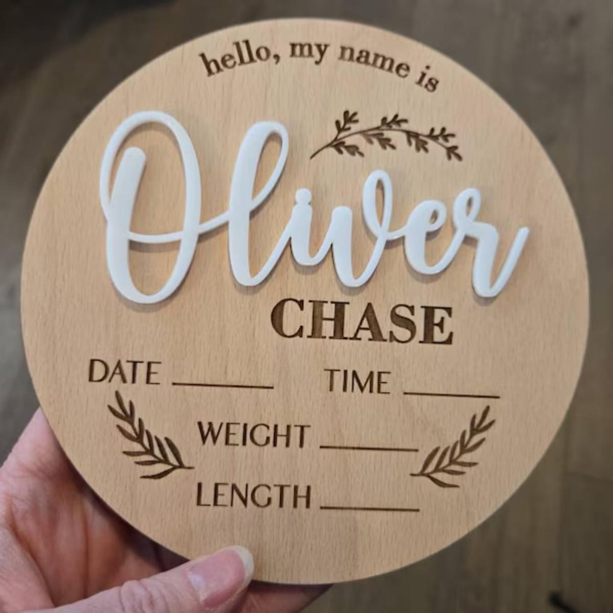 1Pc Custom Baby Announcement S - Woodworking Laser recension och pris