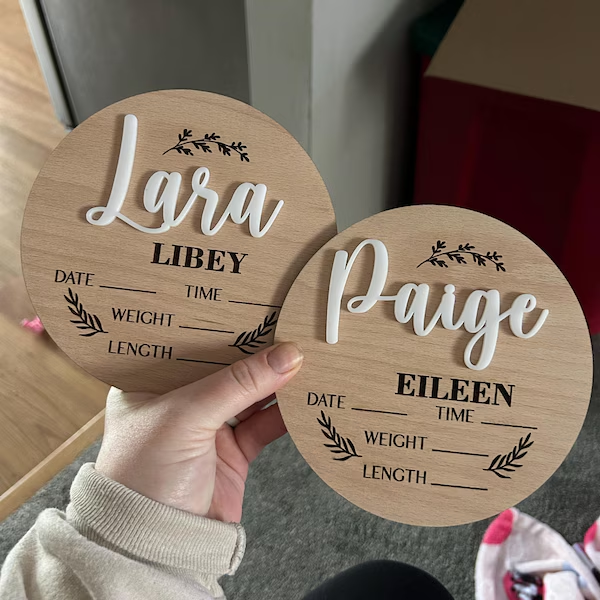 1Pc Custom Baby Announcement S - Woodworking Laser recension och pris