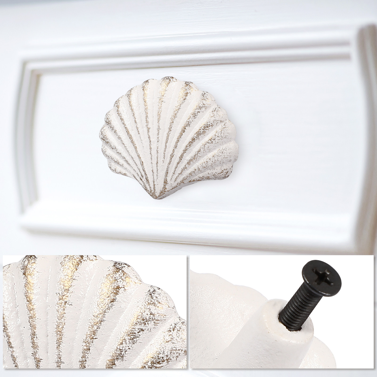 2Pcs Ocean Inspired Shell Cabi - Woodworking Inspiration recension och pris